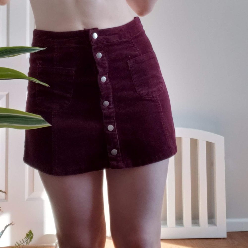 Burgundy Corduroy Mini Skirt